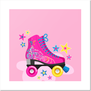 Pink Roller Skates Posters and Art
